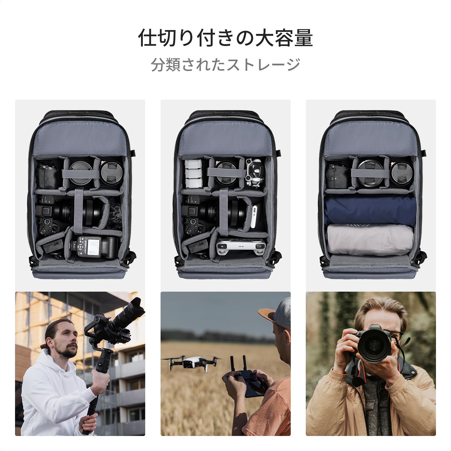Amazon | [K&F CONCEPT] カメラバッグ カメラリュック EVA材質防水耐
